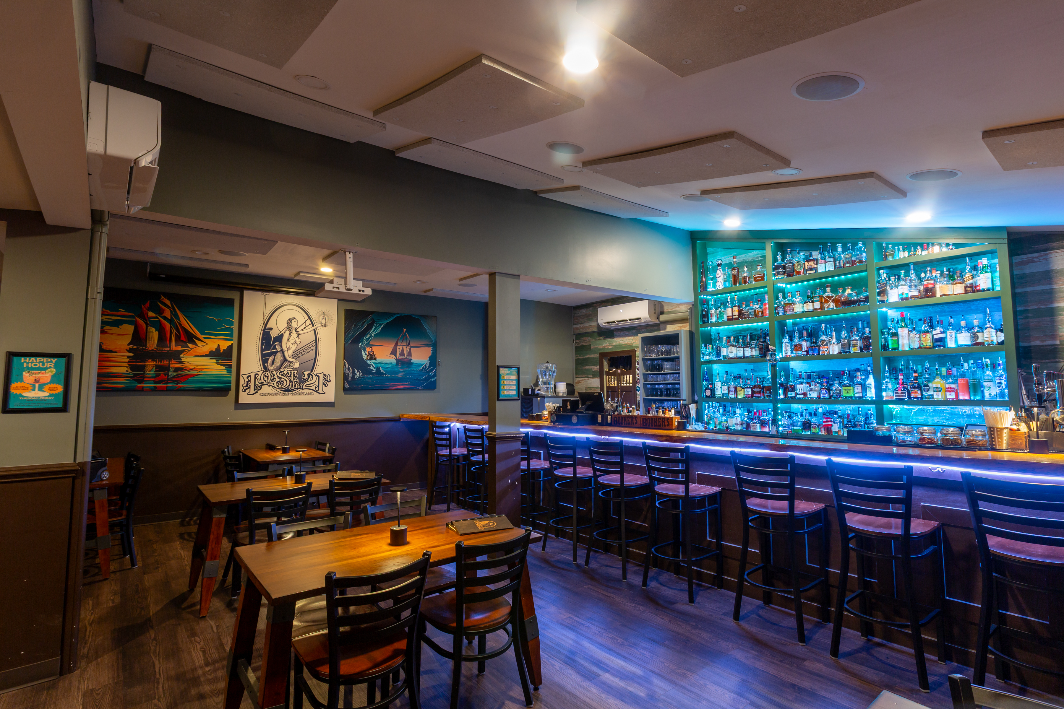 An angled view of the bar at Toast the 21st